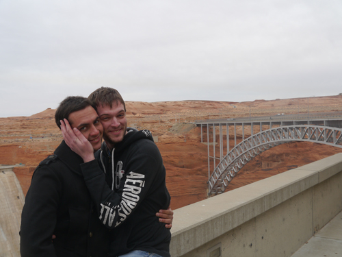 Ben and Col in front of a Bridge