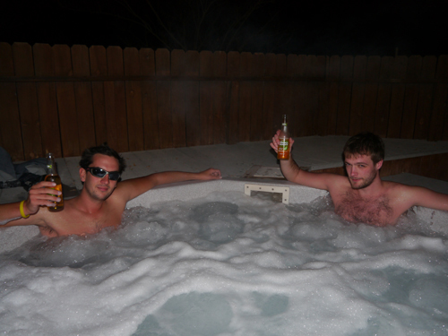 Ben and Col in the Hot Tub