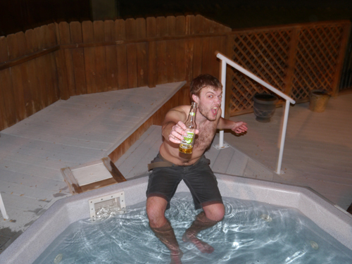 Col and a Beer in the Hot Tub